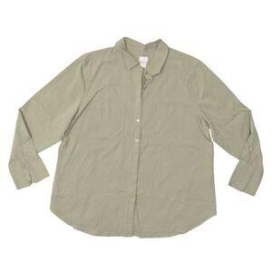 Chico's Women's Size 3 Green Modal Blend Button-Up Top Long Sleeve Solid